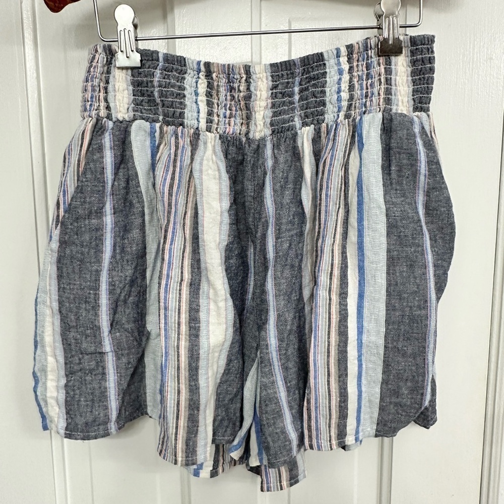 Womens Linen/Rayon Lightweight Loose-Fit Striped Shorts Size Medium A New Day